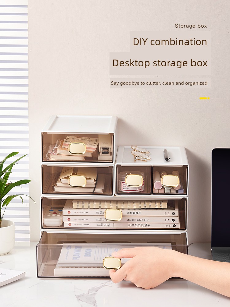 Desktop Storage Box Drawer Student Ins Transparent Desk Stationery Cosmetics Office Organizing Storage Rack