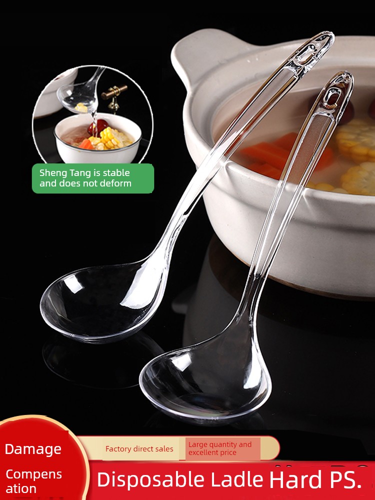 Thickened Disposable Ladel Individually Packaged Large Plastic Take out Take Away Public Spoon Long Handle Serving Spoon Commercial