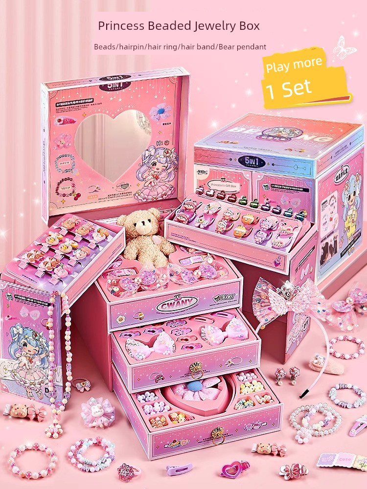 Daughter's Treasure Jewelry Box Kids Bracelet String Beads Handmade DIY Princess Girl Gift Toys Girl