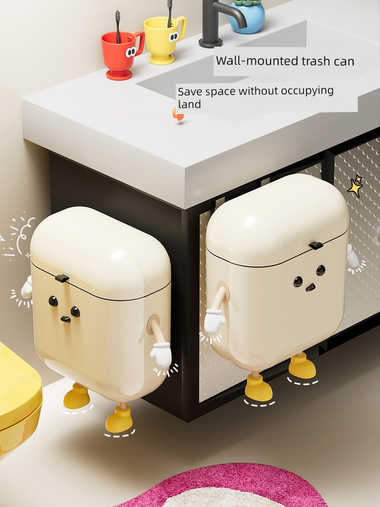 Wall-Mounted Toilet Bin Good-looking Trash Can with Lid Kitchen and Toilet Special for Gap Wastebasket Storage Bucket
