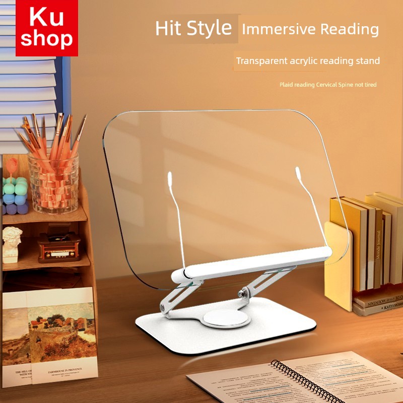 Reading Rack Book Shelf Bookshelf Acrylic Invisible See through Multifunctional Foldable Riser Kids Picture Book Reading Handy Gadget Reading Reading Tablet Computer Stand Book Holder Fixed Book Support Frame