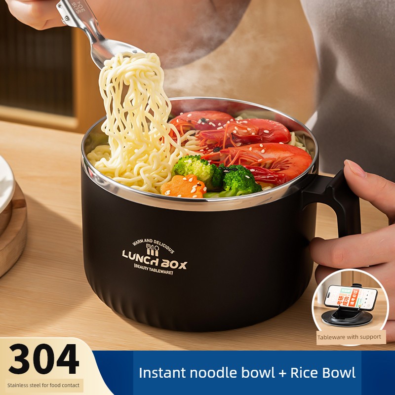 Jie'an Xi Instant Noodle Bowl Personal Dedicated Lunch Box with Lid Office Worker Bowl for Dormitory Student Stainless Steel Instant Noodles Accessories