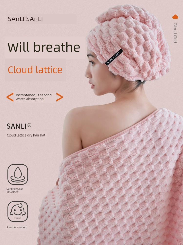 Sanli Hair-Drying Cap Female Super Water-Absorbing and Quick-Drying Thickened 2024 New Arrival Closed Toe Scrubbing Head Shower Cap Hair-Drying Towel