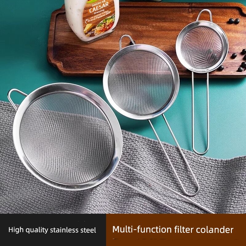 Stainless Steel Colander For Home Strainer Spoon Kitchen Flour Sifter Large Size Fruit Milk Strainer Fine Mesh Strainer Strainer Spoon
