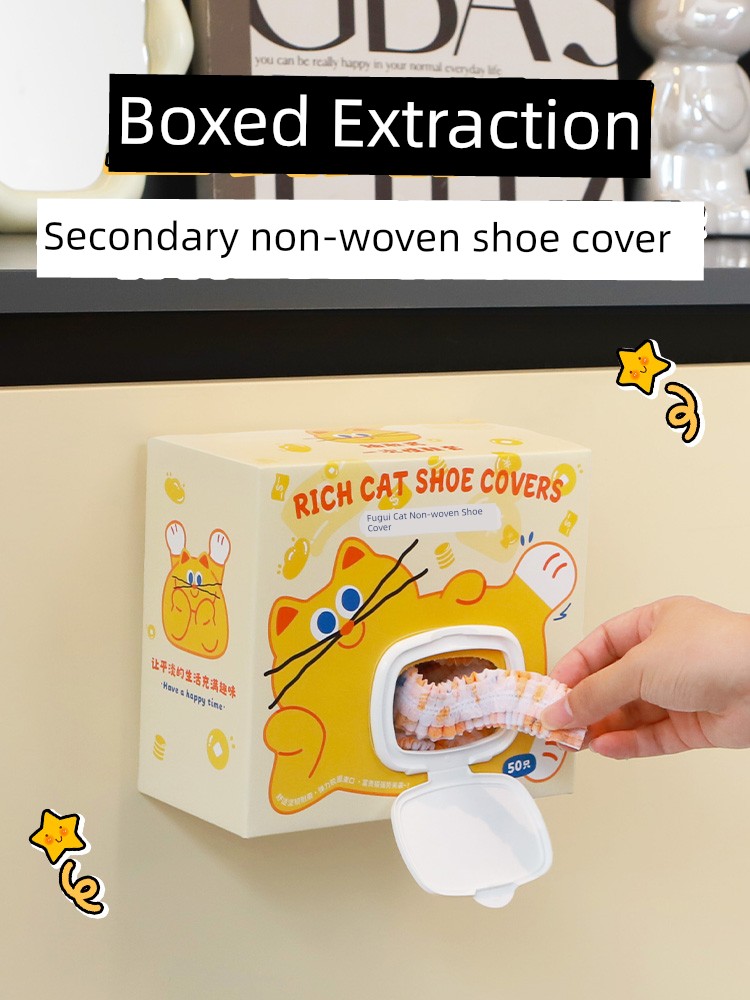 Disposable Shoe Cover For Home Indoor Thickening Abrasion Resistant Boxed Dustproof Non Slip Abrasion Resistant Guest Non-Woven Fabric Booties
