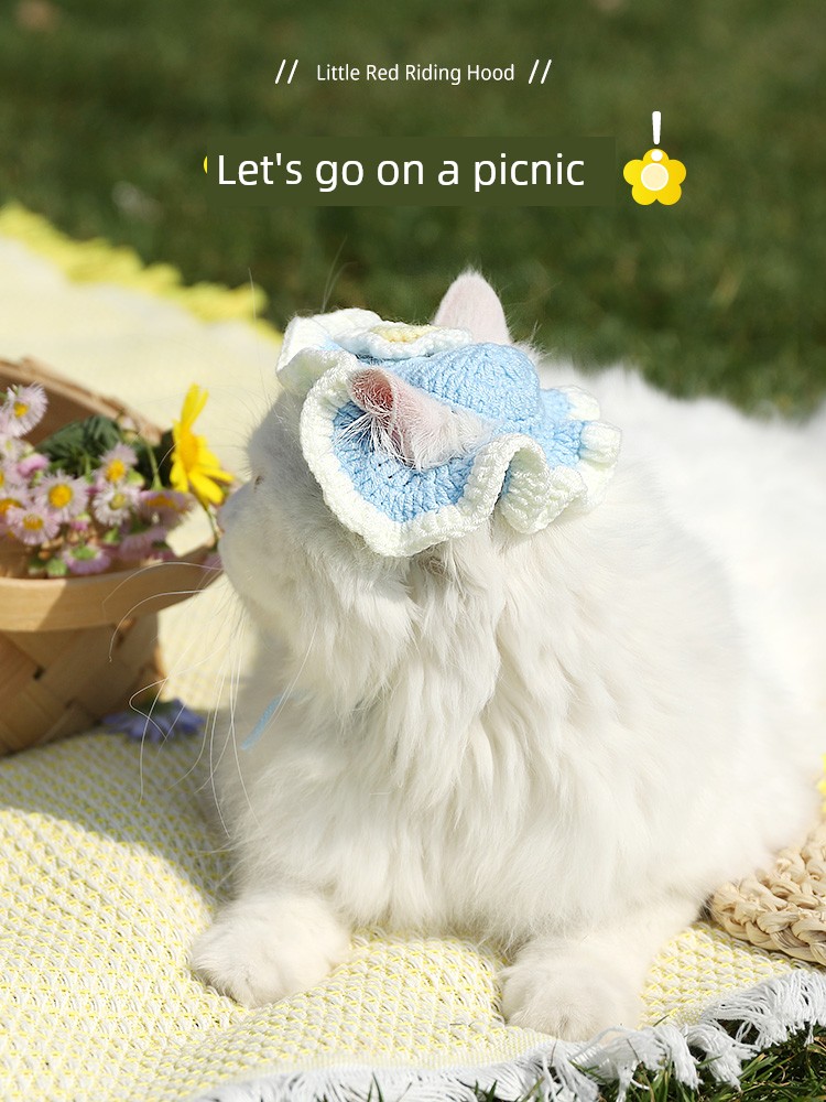 Cat Headgear Pet Hat Dog Head Cover Collar Cute Funny Accessories Muppet Kittens Knitting Accessories Headdress
