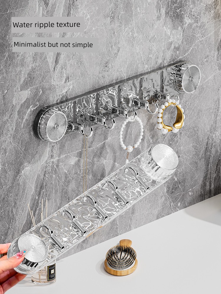 Suction Cup Corrugated Row Hook Punch-Free Bathroom Kitchen Door Rear Load-Bearing Coat Hook Wall Hanging Multi-Functional Storage Rack