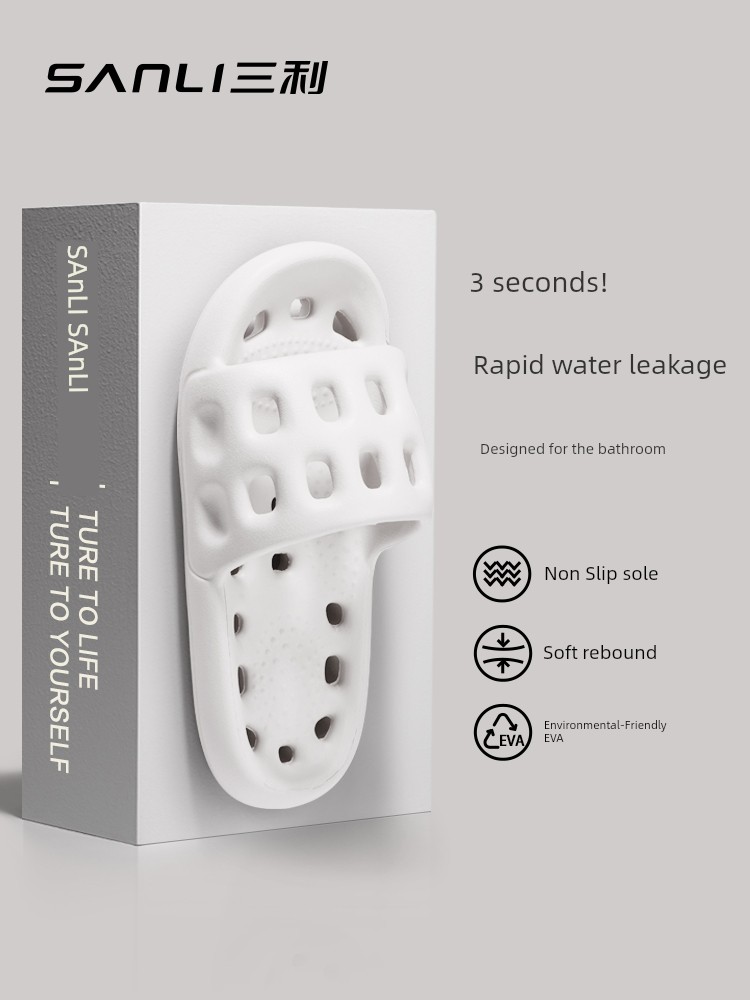 Sanli Bathroom Slippers for Women 2024 New Arrival Summer Bath Leaking Non-Slip Deodorant Home Indoor Couples Sandals Men