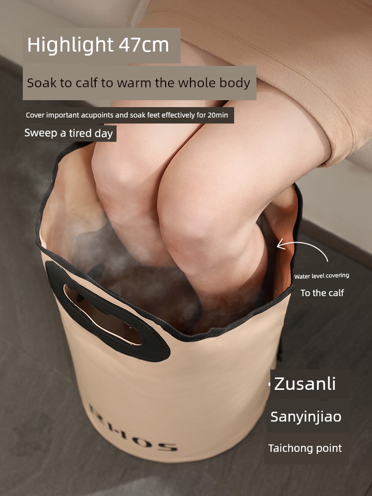 RHOS Foldable Foot Bath Barrel over the Calf Knee Women's Household Portable Health Care Feet-Washing Basin Insulation Lavipeditum Bag Handy Gadget