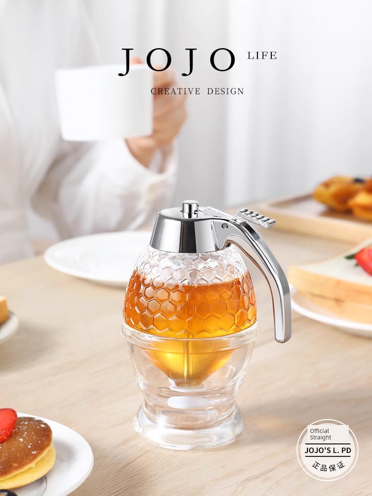 Jojo's L. Pd. Empty. Creative Press Type Honey Pot Jam Squeeze Bottle Glass Sealed Funnel | Long Empty