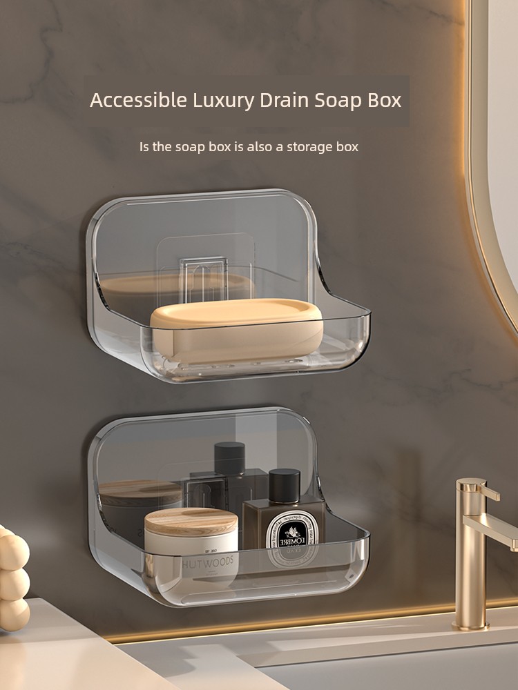 Jujiajia Soap Dish For Home Bathroom Wall-Mounted Moisture-Proof Storage Rack Thickened Double-Layer Draining Removable Soap Box