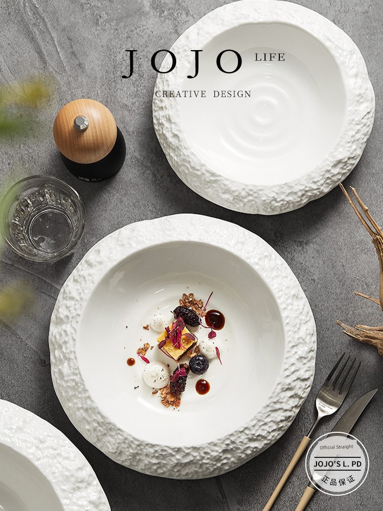 Jojo's L. Pd. Behavior. Deep Rock Stone Pattern Ceramic Fancy Creative Dinner Plate Soup Plate | Behavior