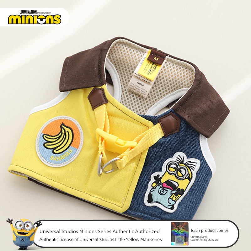 Minions Dog Hand Holding Rope Vest-Style Chest Strap Small and Medium Dogs Dog Leash Bandana Outing Pet Supplies