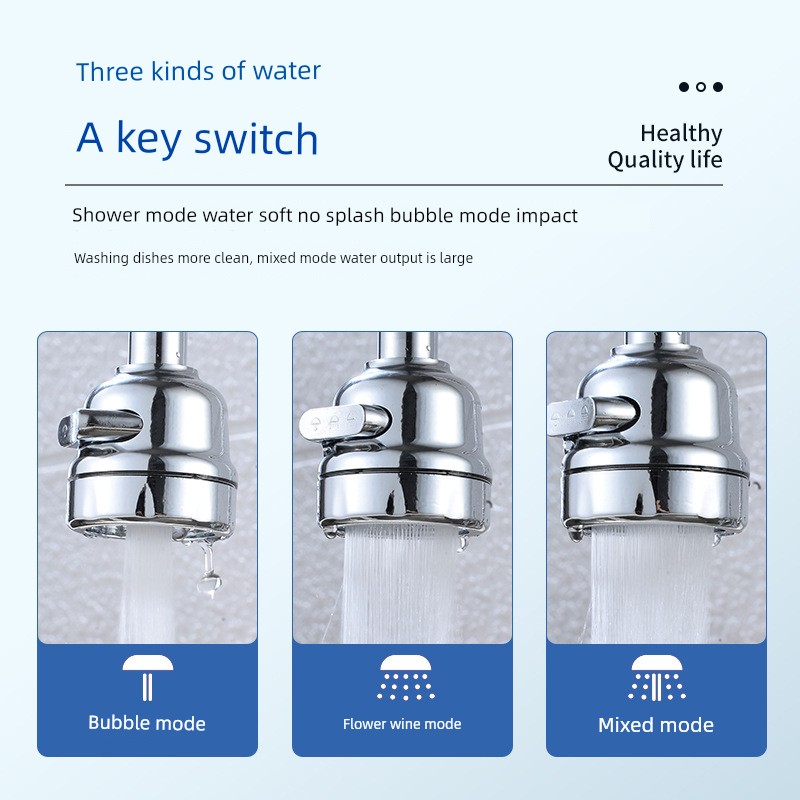 Kitchen Vegetable Basin Faucet Anti-Spray Head Nuzzle Universal Sprinkler Rotatable Booster Filter Neutral Kitchen Tool