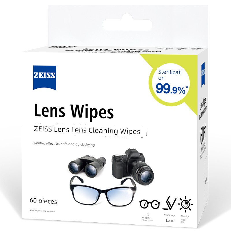 German Zeiss Zeiss Lens Wiping Paper Sterilization Wipes Small Bag Portable 60 Packs × 1 Box Spectacle Wipes
