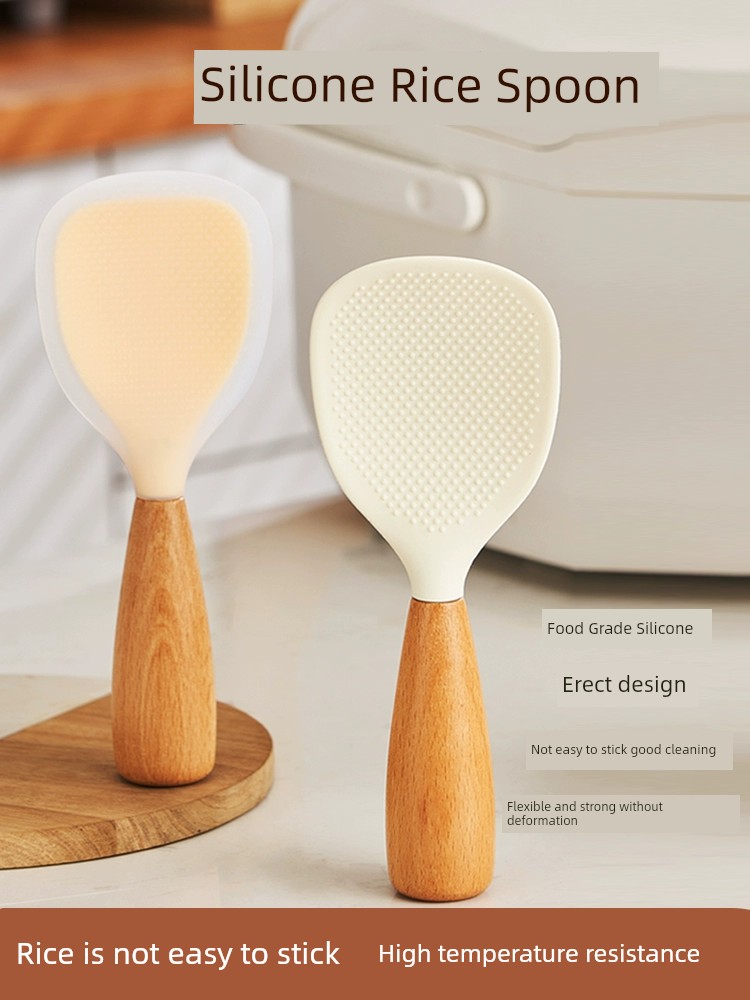 Silicone Rice Spoon Can Stand Non-Stick Rice Spatula/Spoon Rice Cooker Food Grade Stand For Home High Temperature Resistance