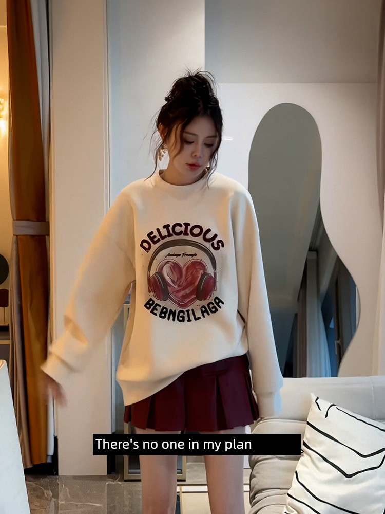 Sweatshirt Women's Letters 2025 Spring & Fall New Arrival Fashion Lazy and Loose Soft Glutinous Small Pullover Crew Neck Top Women's Clothing