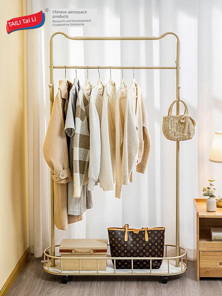 Taili Floor Coat Rack Bedroom Clothes Movable Balcony For Home Living Room Internet Celebrity Accessible Luxury Cream Style Coat Rack