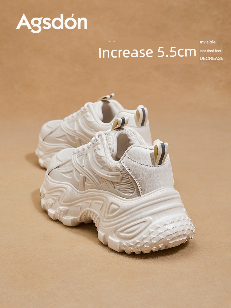 Sports Dad Shoes Female 2024 New Arrival Autumn and Winter Hiking Light White Shoes Thick Sole Small Height Increased 2025 Spring