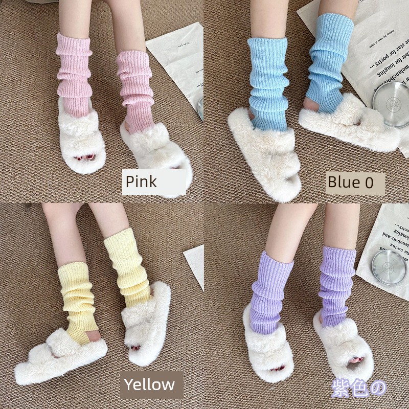 Japanese Style Pure Color Knitting Fall and Winter Heattech Foot Sock Women's Y2g Bunching Socks Leggings Matching JK Sexy Leg Warmer Calf Socks