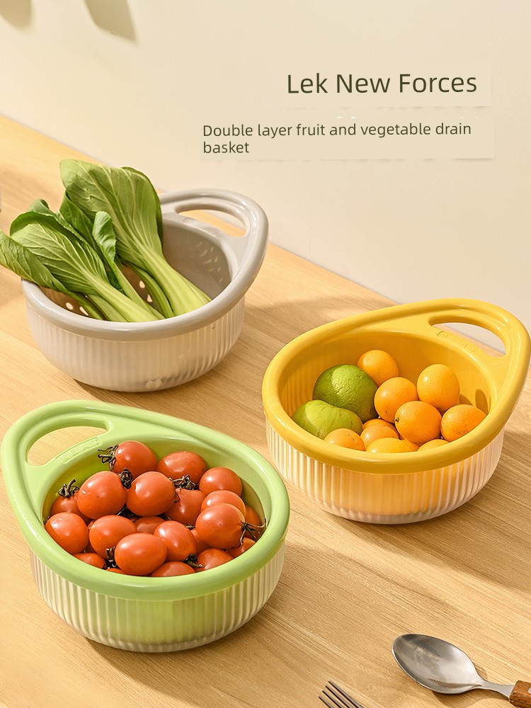 Double-Layer Handle Kitchen For Home Creative Vegetable Drain Basket