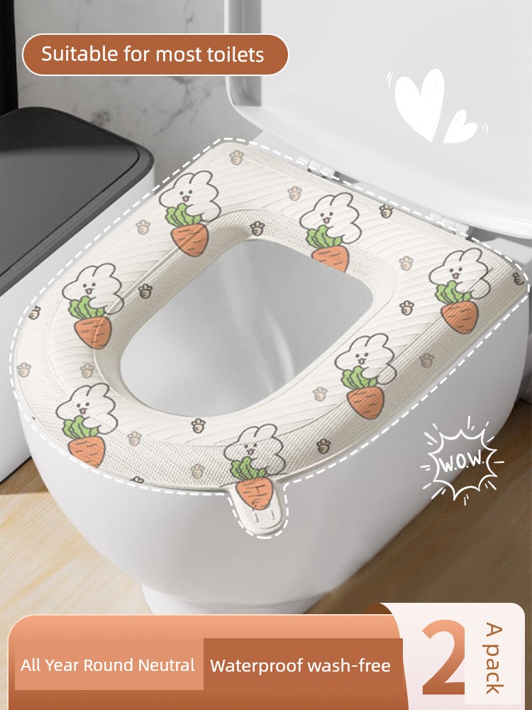Summer Waterproof Toilet Cushion All Year Round Neutral Spring and Summer Adhesive Toilet Home Toilet Trap Washable