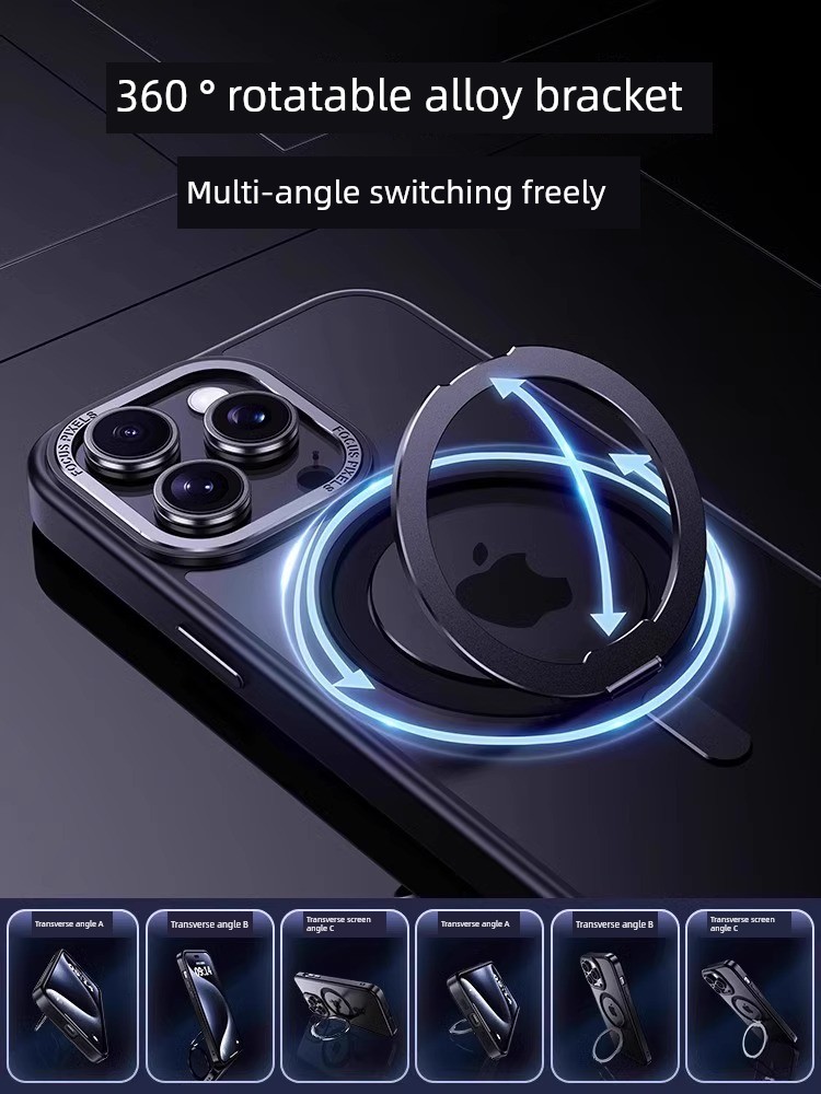 Applicable Fulcrum Shell for Apple 15promax Phone Case Apple Iphone14pro New Arrival 14plus Fancy MagSafe Magnetic Suction with Bracket PM Couple Silicone IP Drop-Resistant Summer