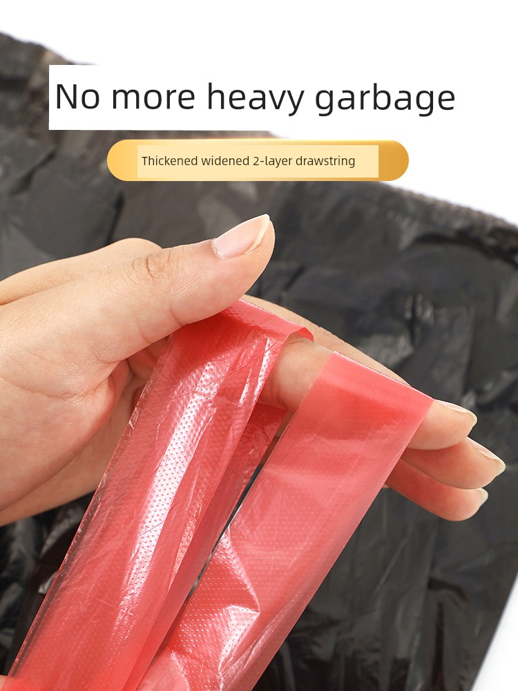 Drawstring Garbage Bag Thickened and Large-Capacity Plastic Bag Satchel Closing Convenient Plastic Bag Kitchen Large Size Garbage Bag