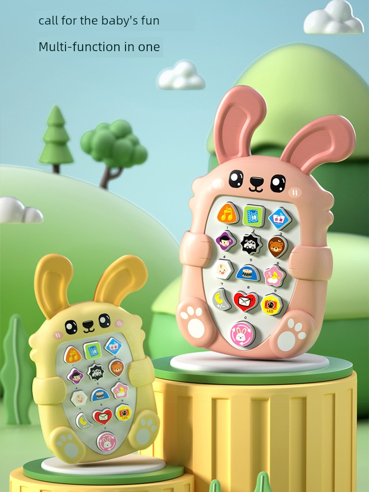 Infant Biteable Rabbit Mobile Phone Baby Music Phone Story Machine Kids Early Education Educational Artificial Toy Mobile Phone