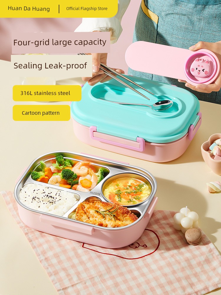 Cooker King 316 Stainless Steel Insulated Lunch Box Primary School Student Kids Special Microwave Oven for Work Heating Bento Plate