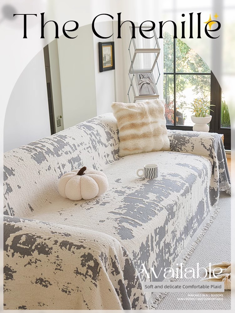 2024 Fall and Winter New Arrival Half Velvet Sofa Cover Cloth Sofa Cover Anti-Wrinkle Sofa a Whole Fancy Sofa Cushion Cloth