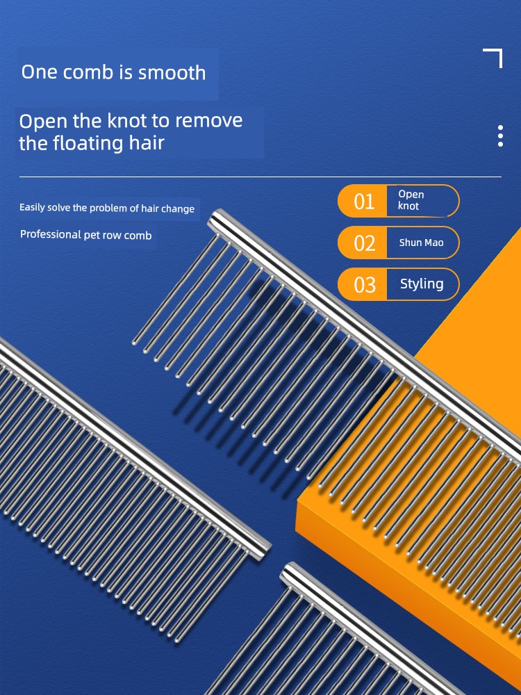 Cat Comb Float Hair Cleaning Pet Cat Comb Longhair Special Dog for Combing Hair Knot Untying Comb Straight Comb Comb Steel Comb