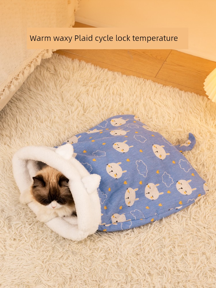 Cat Nest Winter Heattech Semi-Enclosed Kennel Autumn and Winter Deep Sleep Cat Diamond Tunnel Bed Cat Sleeping Bag