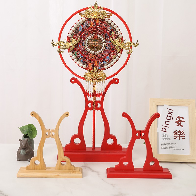 Chinese Bamboo Bride Base Holder Fan Holder