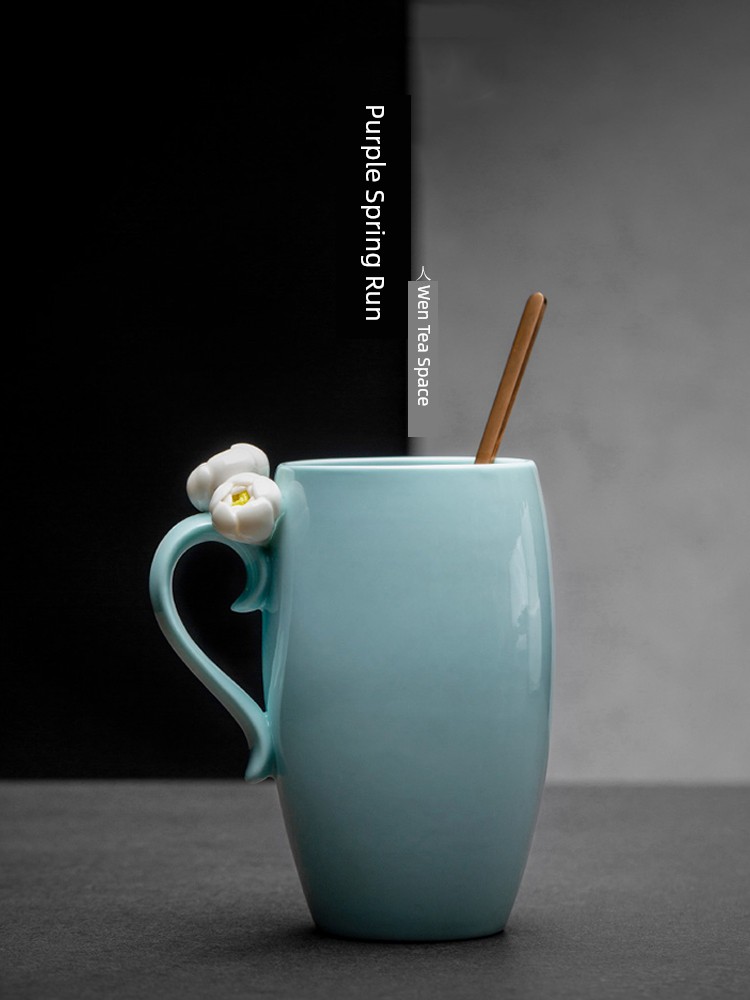 Jojo's L. PD Ziquan Jian Mug Exquisite Ceramic Cup Office Water Glass Breakfast Cup Flower Language