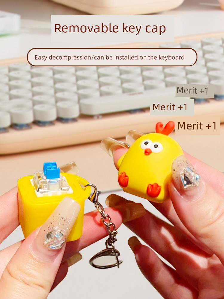 Tiktok Same Style Bobo Chicken Toy Voice Pendant Music Sound Decompression Keyboard Button Chopsticks Chicken Keychain
