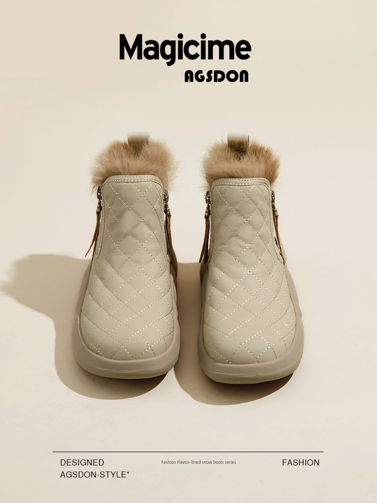 Augusto Snow Boots for Women 2024 New Arrival Winter Fleece-lined Thickened Ankle Boots Ladieswear Heattech Bread Cotton Shoes