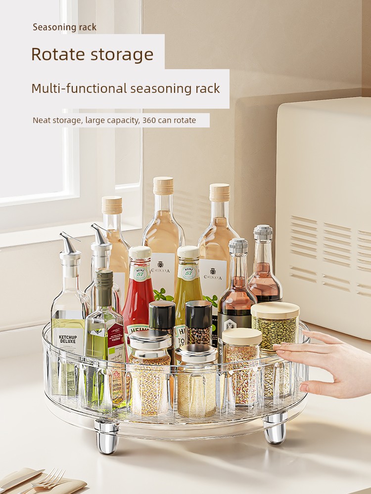 Rotate Spice Rack Kitchen Supplies Countertop Multi-Functional Salt Soy Sauce Bottle Jar Seasoning Storage Various Handy Gadget