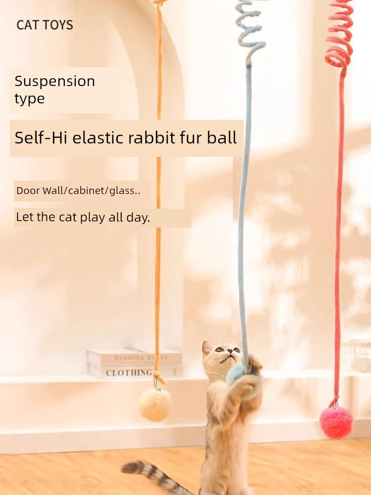 Cat Toy Suspension Spring Rabbit Hair Ball Self-Hi Relieving Stuffy Handy Gadget to Swing Consume Physical Strength Hanging Door Elasticity Cat Teaser