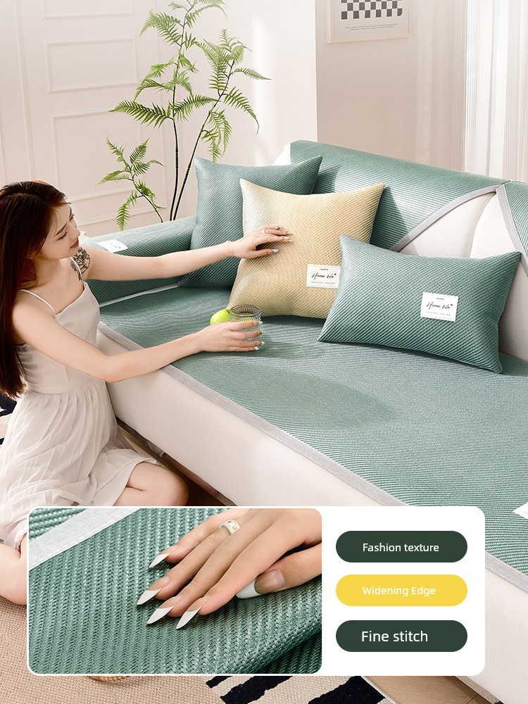 Classy Rattan Mat Sofa Cushion Summer Sofa Seat Cushion for Summer Cover Cloth Ice Silk Non-Slip Cold Feeling Argy Wormwood Cool Pad Cover