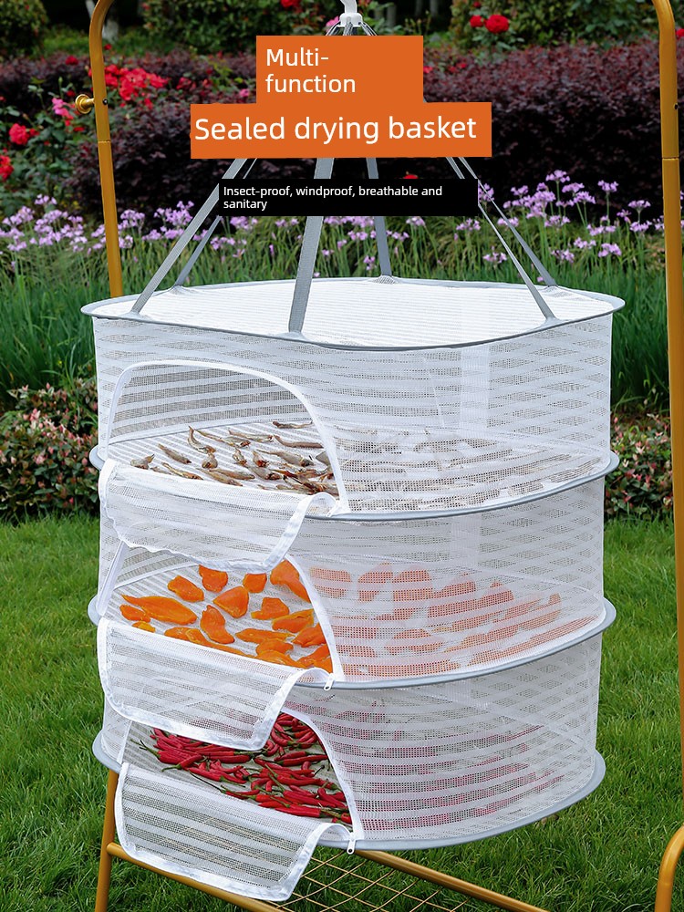 Dried Fish Drying Anti-Fly Net Dry Goods Net Home Balcony Drying Basket Food Drying Basket Rack