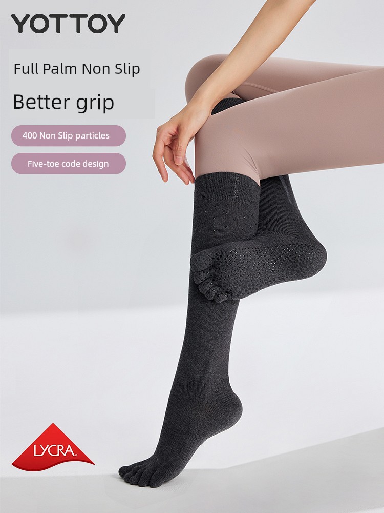 Yottoy Yoga Socks Five Finger Stockings Professional Non-Slip Sports Socks Pilates Indoor Dedicated Calf Socks Fall and Winter