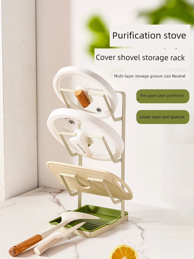 Pot Lid Shelf Countertop Punch-Free Kitchen Rack Cutting Board Placement Device Rack Chopping Board Storage Cutting Board Storage Truner Frame