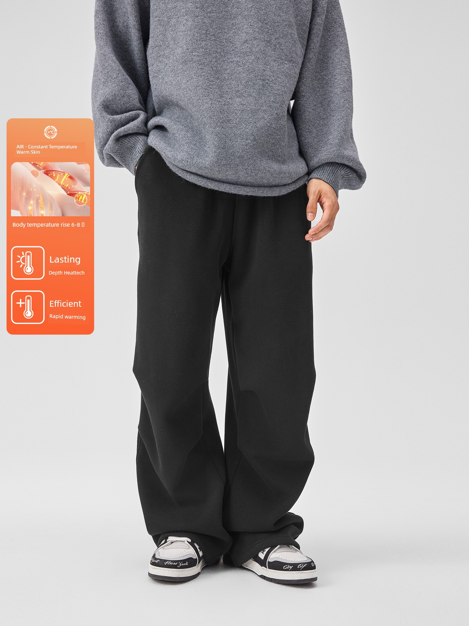 Bodydream Heating Pants Constant Temperature Warm-Keeping Pants Loose Pants Men's Casual Pants Loose Fleece-Lined Pants Heavy Weight Paratrooper Pants