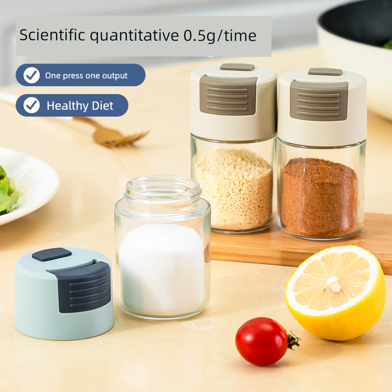 Spice Jar Quantitative Control Salt Bottle Kitchen Metering Seasoning Jar Moisture-Proof Salt Jar Salt MSG For Home Dusting Powder Salt Spraying Handy Gadget