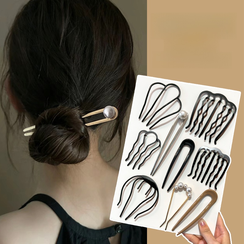 U-Shaped Hair Comb Fixed Fancy Hairpin Updo Gadget