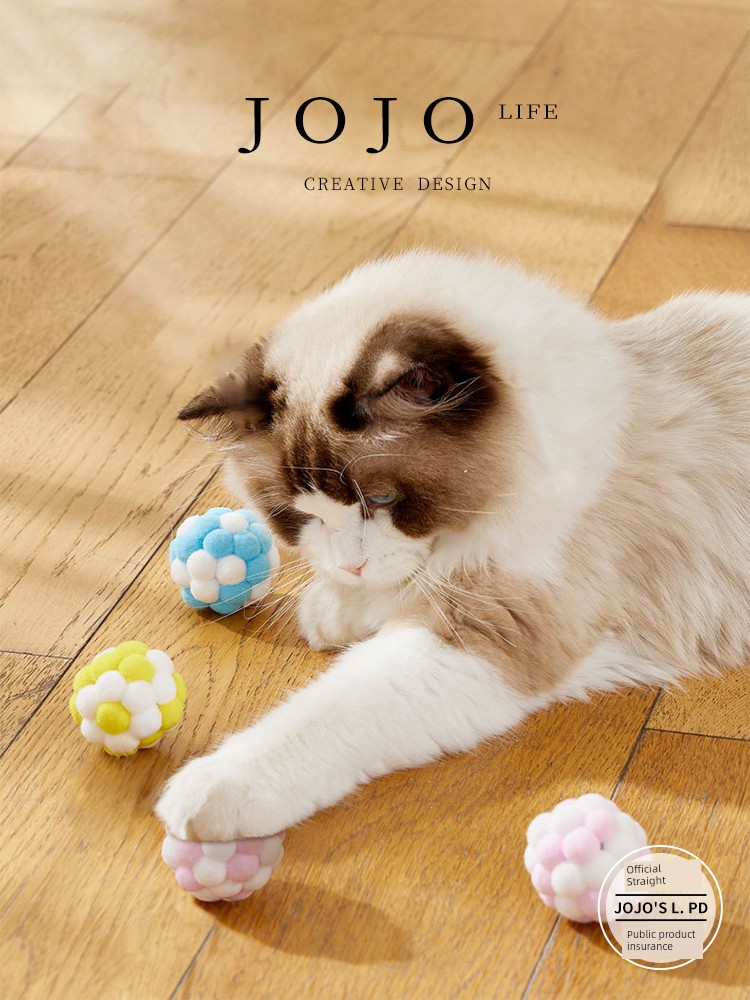 Jojo's L. Pd. Mr. Grocery. Funny Cat Toy Ball Cat Pompons Elastic Cat Teasing Ball | Legal