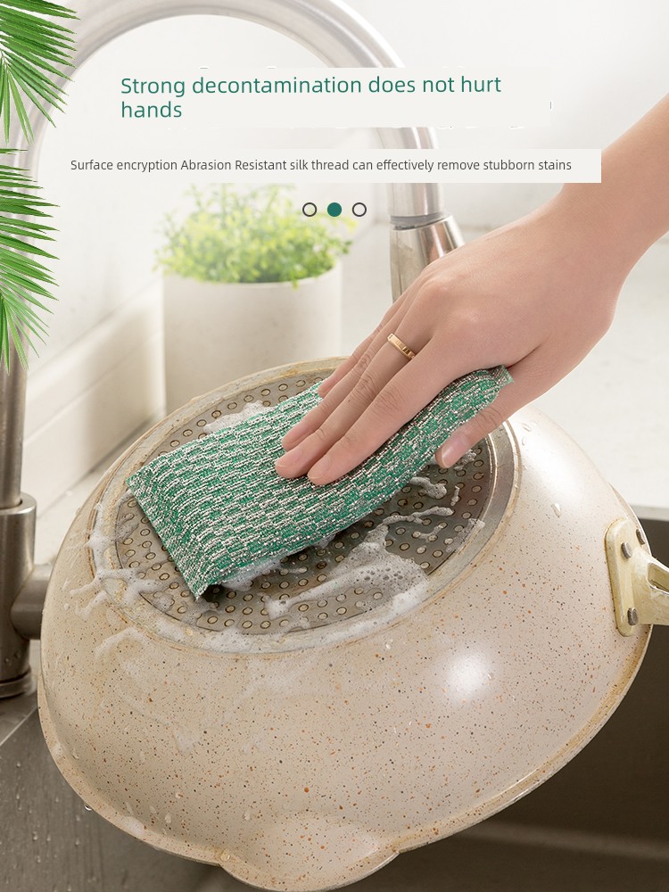 Kitchen Washing Pot Sponge Cleaning Cloth Household Dish Towel Non-Stick Oil Double-sided Brush Bowl Cloth Magic Brush Bowl Artifact