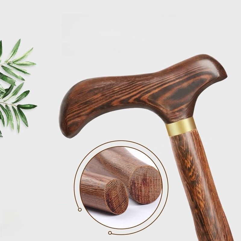 Log Elderly Non-Slip Lightweight Armrest Crutch
