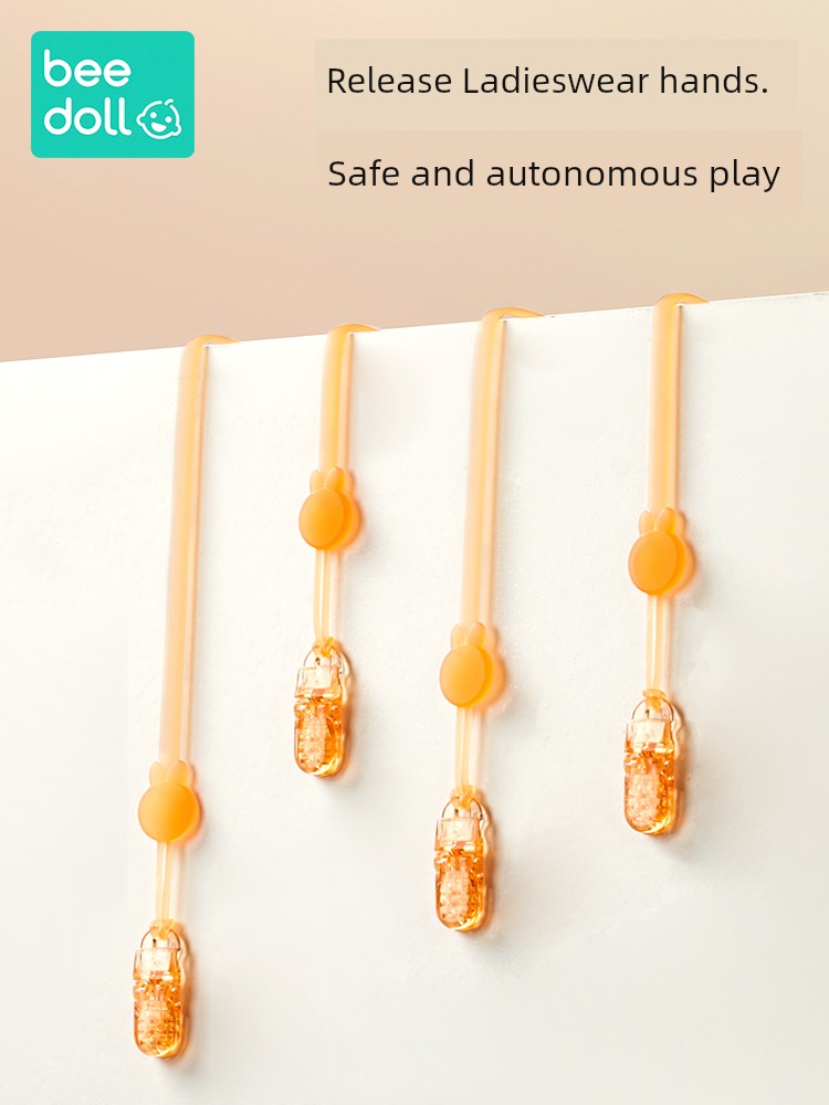 Beibiao Teether Chain Baby Water Boiling Suitable Silica Gel Pacifier Drop-Preventing Chain Baby Teether Stick Toy Lanyard Anti-Lost
